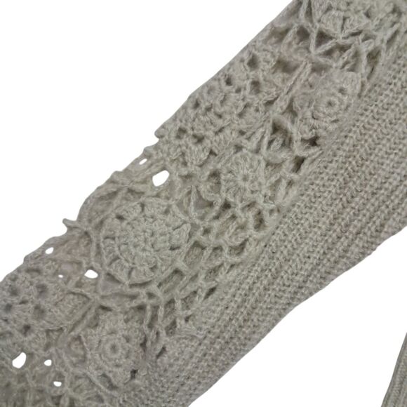 NWT Zara Combined Crochet Knit Cardigan Sweater Womens Small Green Cottagecore - Picture 5 of 15